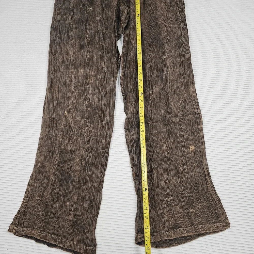 Whats Happenin Mens Brown‎ Acid Wash Cotton Wide Leg Relaxed Pants L New